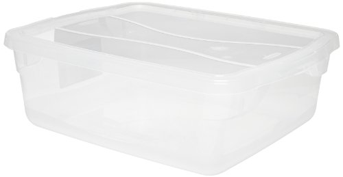 Rubbermaid Commercial 3Q24 CLE Polypropylene 15 Quart Roughtote Clear Non-Latching Storage Box, Rectangular, 13.3″ Width x 16.8″ Depth x 5.3″ Height, Clear