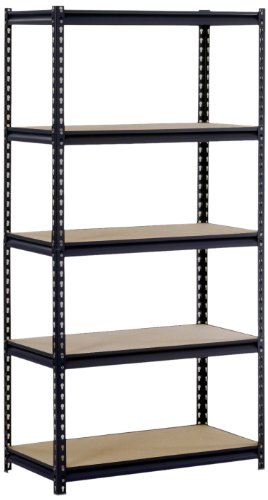 Edsal UR185L-BLK Black Steel Heavy Duty 5-Shelf Shelving Unit, 4000lbs Capacity, 36″ Width x 72″ Height x 18″ Depth