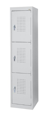 Sandusky LF33151866 22 Gauge Welded Steel Triple Door Storage Locker, 15″ Width x 66″ Height x 18″ Depth, Dove Gray