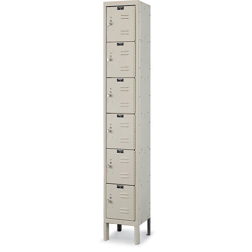 Hallowell U1228-6PT Parchment Steel Premium Box Locker, 1 Wide with 6 Opening, 6 Tier, 12″ Width x 78″ Height x 12″ Depth, Knock Down