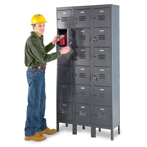 Edsal CL5131GY-UN Citadel Steel 1 Wide Traditional 6 Tier Box Locker with 6 Opening, 12″ Width x 12″ Height x 15″ Depth, Gray