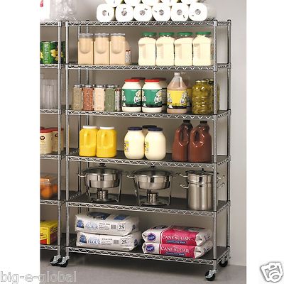 Commercial Metal Steel Rolling Storage Shelving Rack Chrome Wire Shelf 3″ Caster